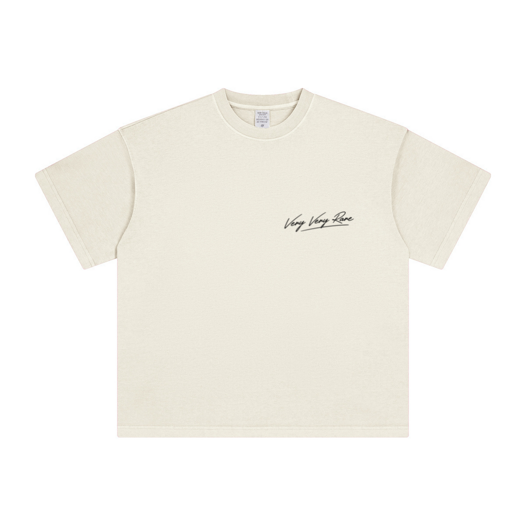 260GSM Unisex Heavyweight Re-Washed Distressed Crew Neck T-shirt Apricot Grey
