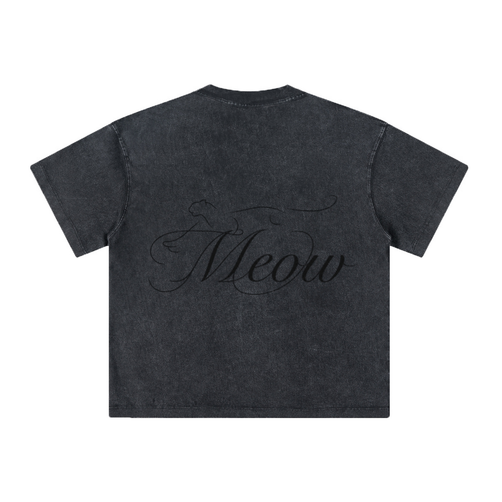 260GSM Unisex Heavyweight Re-Washed Distressed Crew Neck T-shirt Snowflake