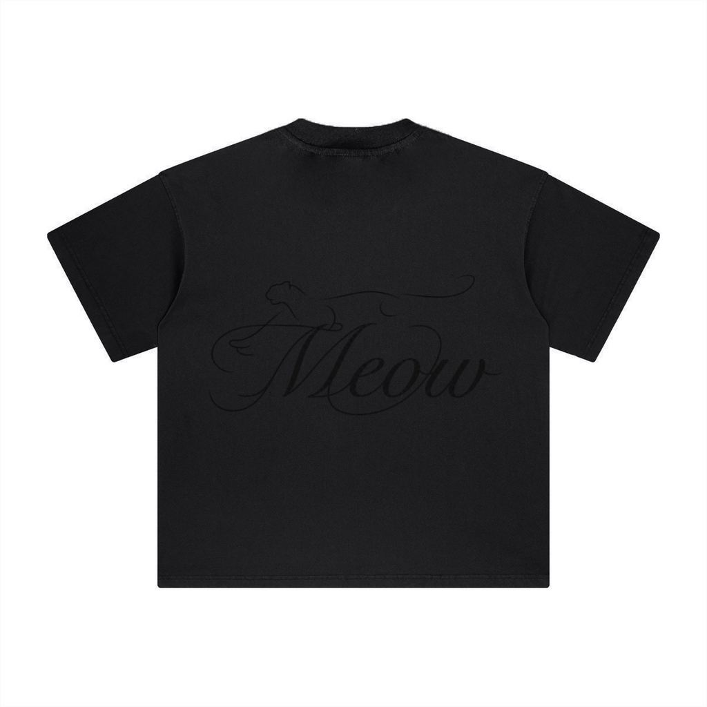 260GSM Unisex Heavyweight Re-Washed Distressed Crew Neck T-shirt Black