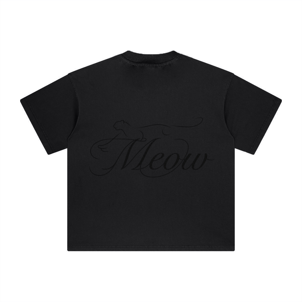 260GSM Unisex Heavyweight Re-Washed Distressed Crew Neck T-shirt Black