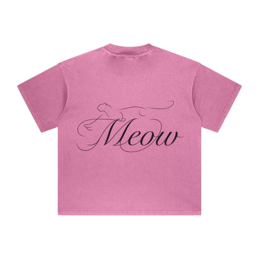 260GSM Unisex Heavyweight Re-Washed Distressed Crew Neck T-shirt Pink