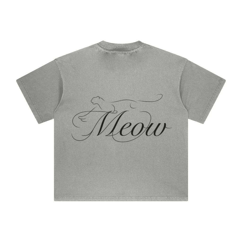 260GSM Unisex Heavyweight Re-Washed Distressed Crew Neck T-shirt Medium Grey